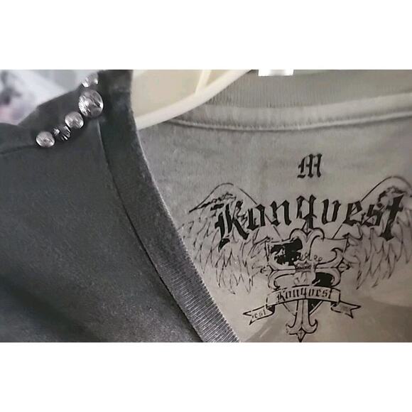 Y2K Shirt Mens Medium Studded Konquest Nocturnal Tiger NWT A117 Excellent New - Picture 4 of 6